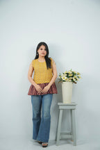 Sunshine Check Peplum Top
