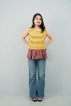 Sunshine Check Peplum Top