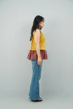 Sunshine Check Peplum Top